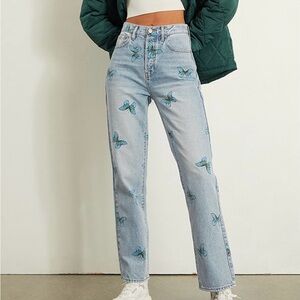 Pacsun Eco Butterfly Print Dad Jeans